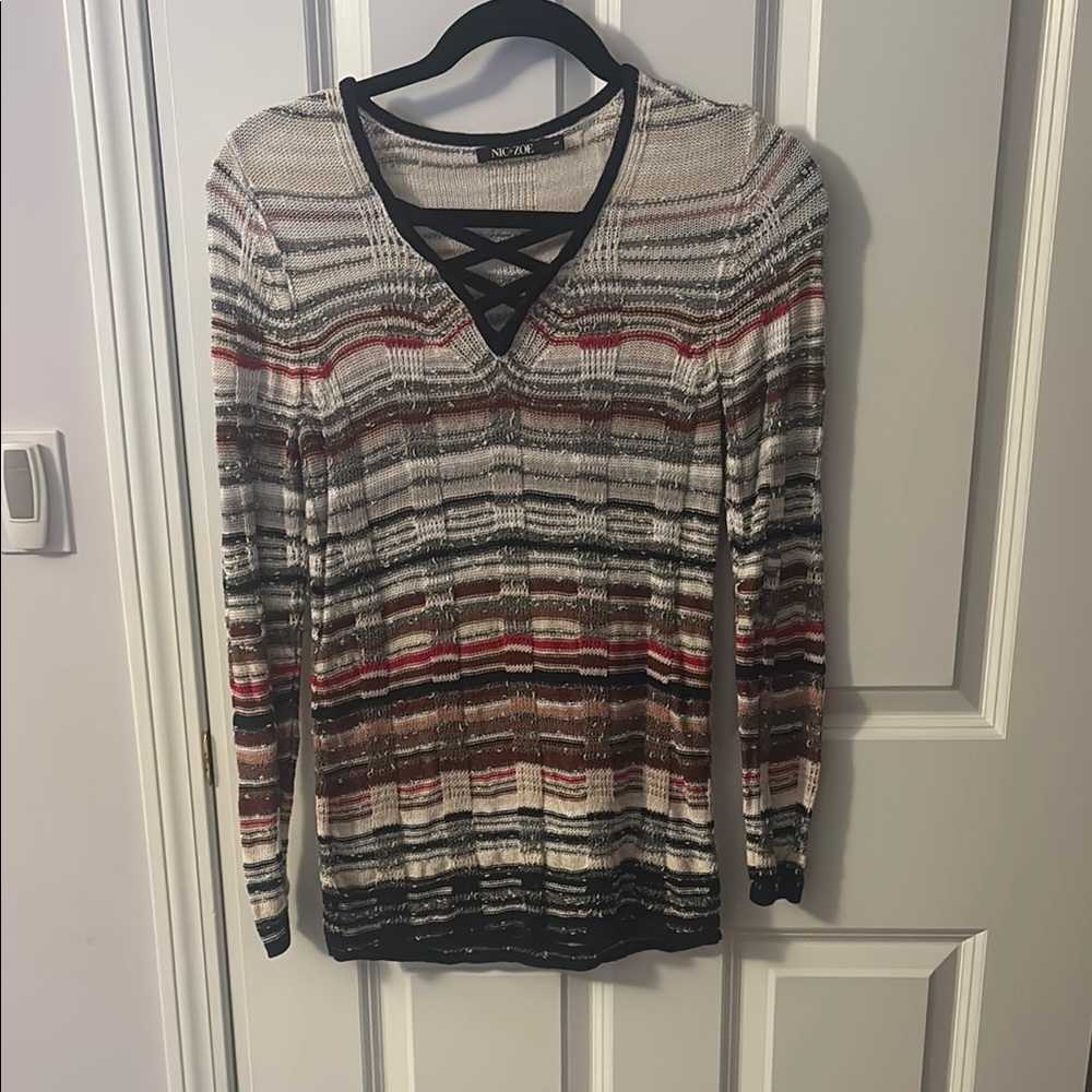 Nic+Zoe Striped Knit Sweater